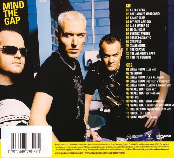 Rückseite einer Musik-CD mit drei Männern und einer Titelliste.