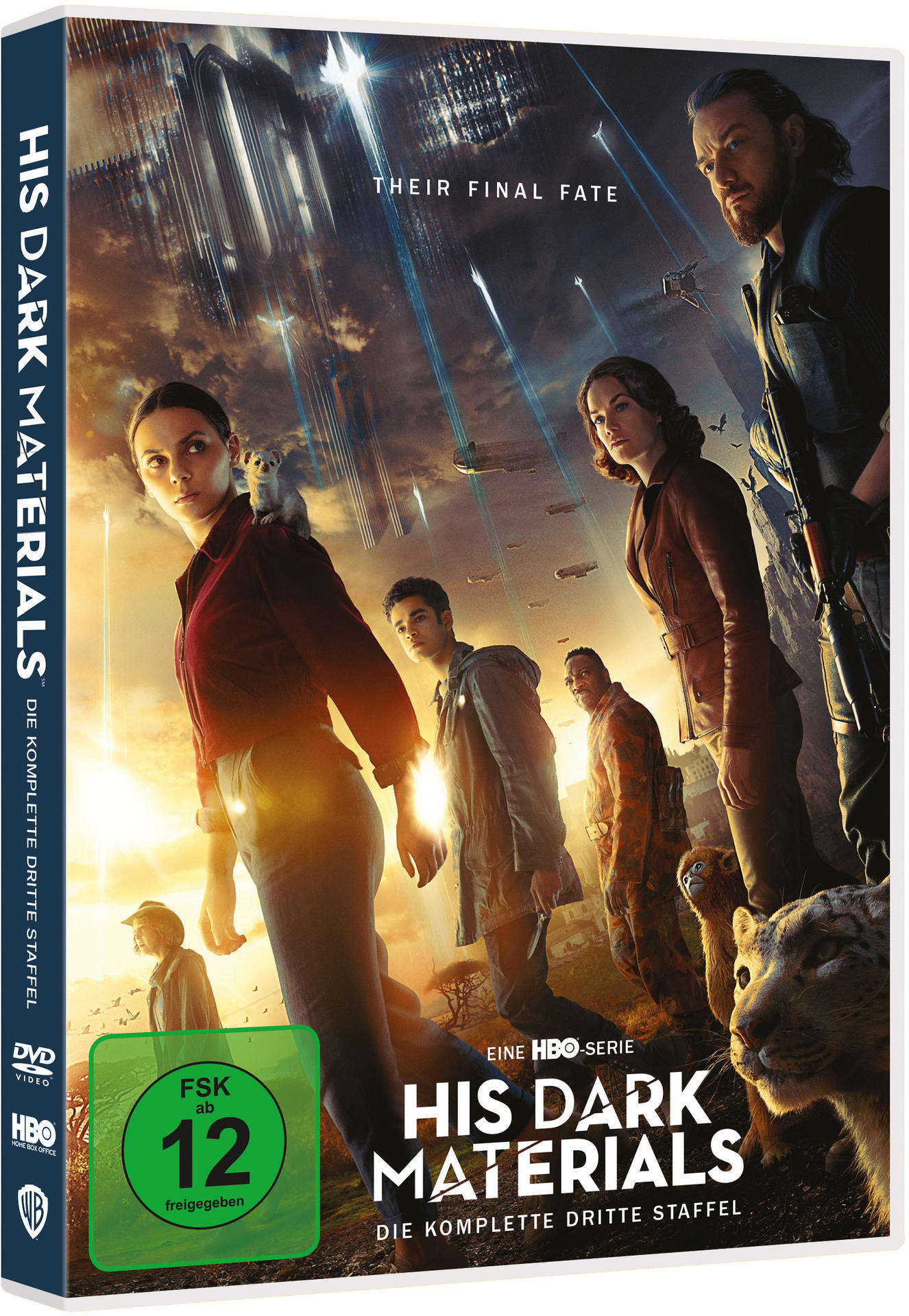 DVD-Hülle, Gruppe von Leuten in einer Stadt, mit einer Frau vorne. Titel: His Dark Materials.