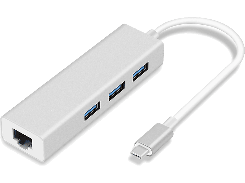 DAYTONA Fix FC05 Type-C to 3 Port USB RJ45 Kablolu Çevirici Adaptör Gri