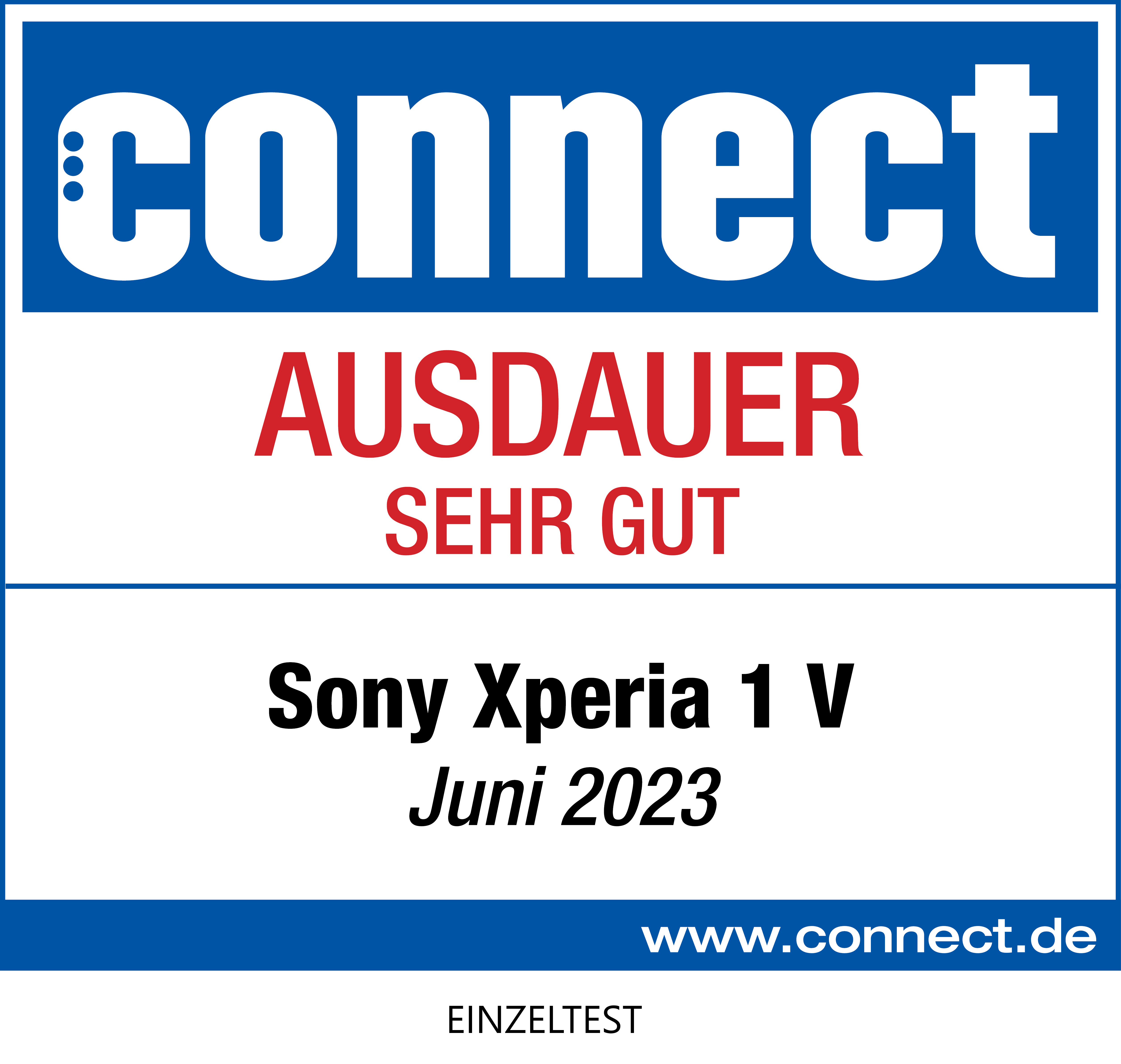 Blauer und weißer Connect-Magazin-Titel mit Handy-Test, Bewertung "sehr gut".