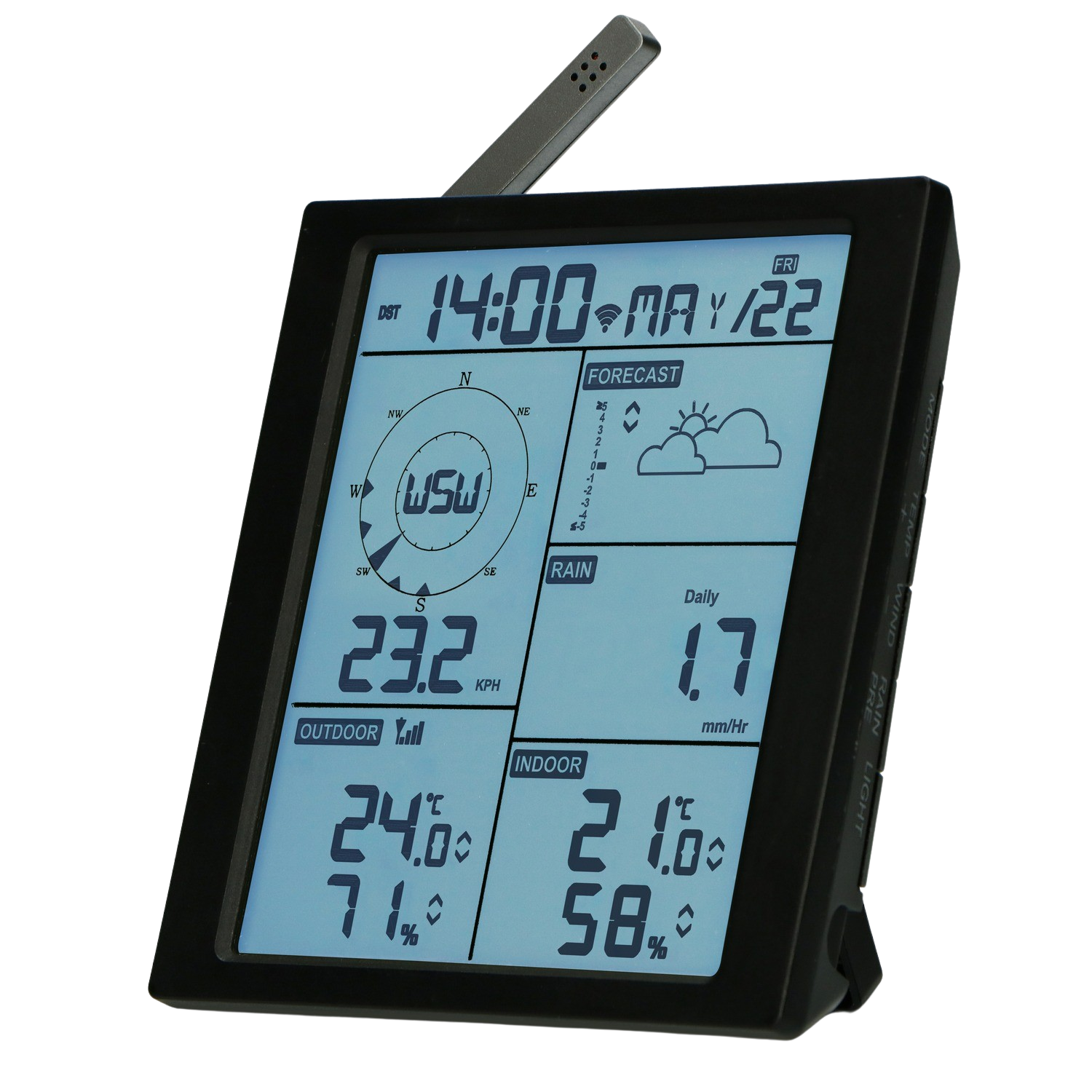 Professioneel 6 in 1 wifi weerstation met app Alecto Wit-Zwart