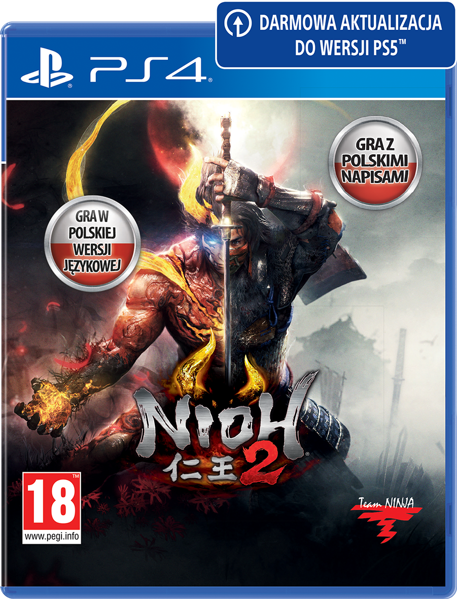 Okładka gry Nioh 2 z wojownikiem i demonem.