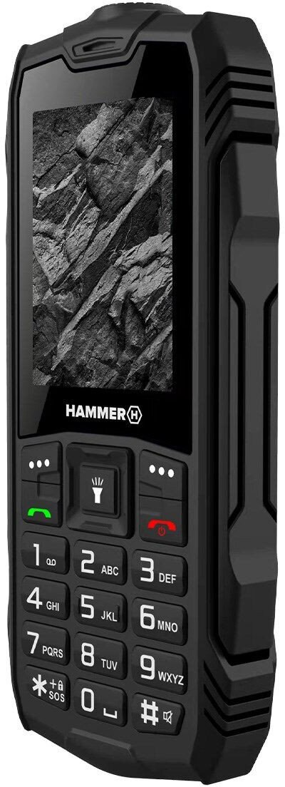 Czarny, wytrzymały telefon Hammer H z klawiaturą.