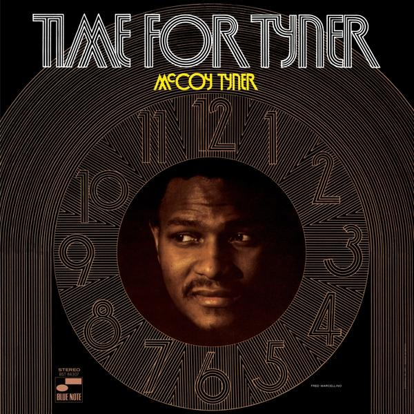 McCoy Tyner 'Time For Tyner' című albumának borítója. Portré egy órakörben, barna tónusok.