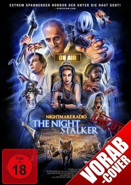 Filmposter: Nightmare Radio: The Night Stalker, verschiedene Charaktere, dunkles Thema.