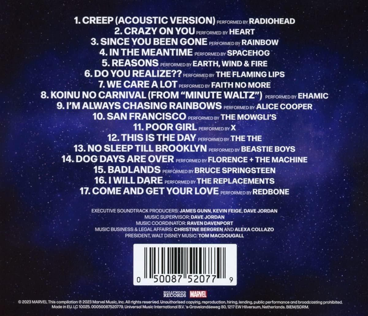 CD-Cover mit Titelliste, Credits und Barcode, mit blauem Hintergrund.