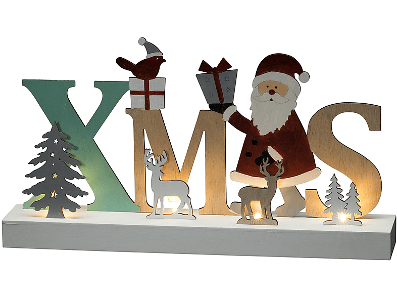 KONSTSMIDE LED Holzsilhouette, Mehrfarbig, Warm Weiß | Weihnachtsbeleuchtung