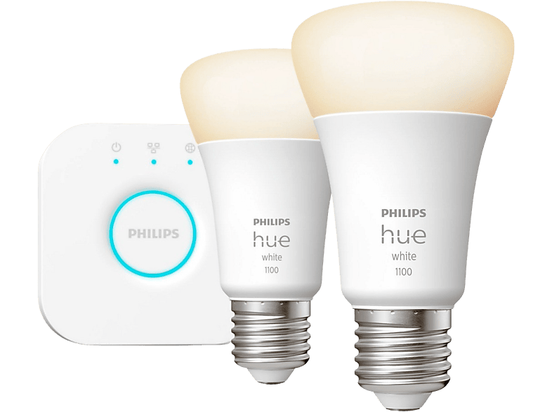 Kit de iniciación de 3 Bombillas inteligentes E27 con luz blanca y  multicolor de Philips Hue