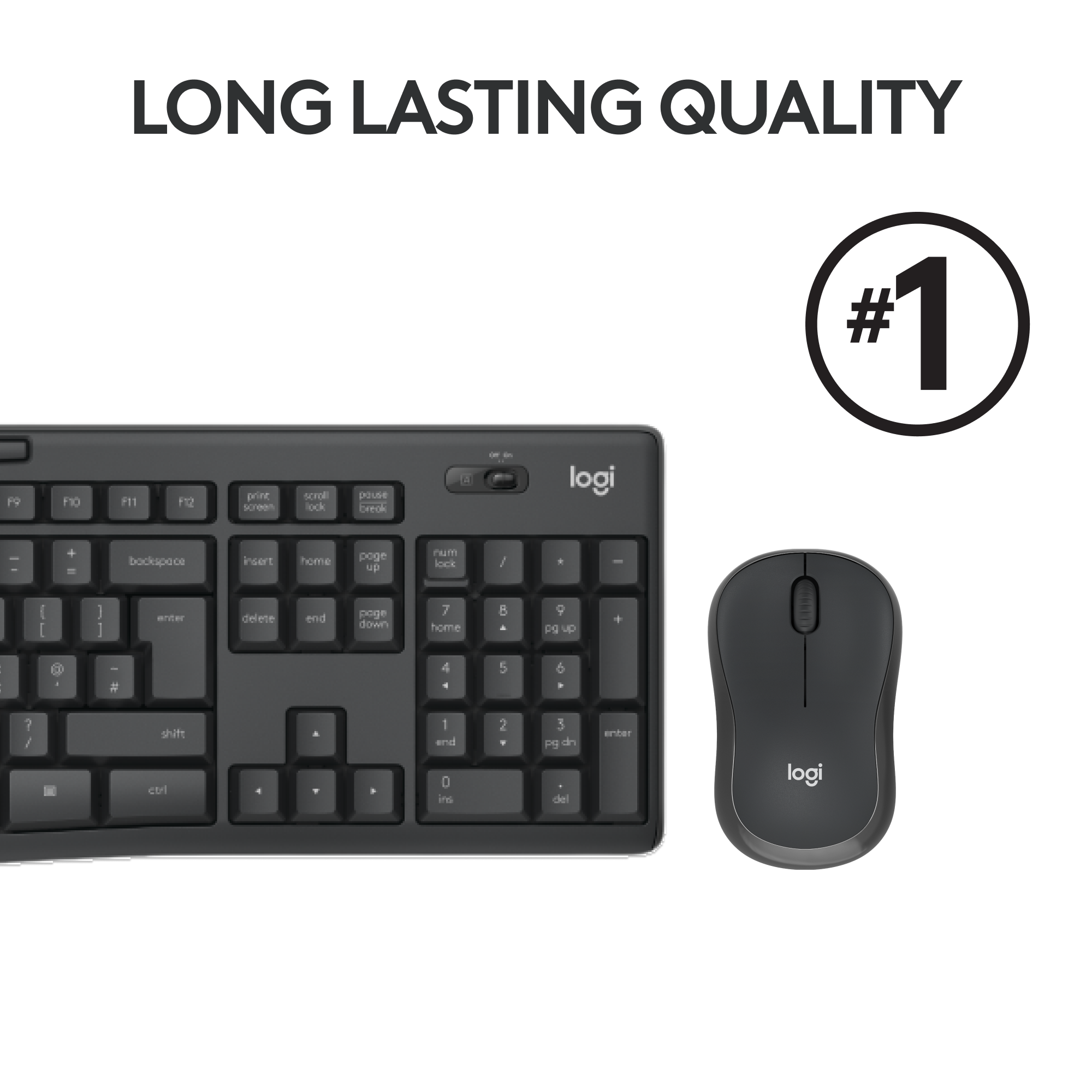 Ensemble clavier et souris noirs, avec fond blanc et le numéro un.