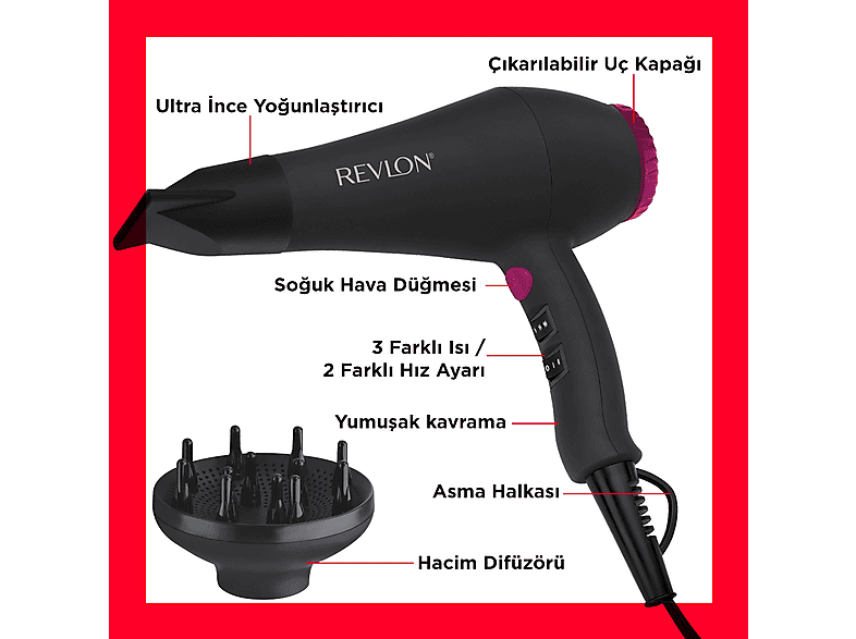 REVLON RVDR5251 AC Motorlu Difüzörlü Ionic Saç Kurutma Makinesi Siyah_2