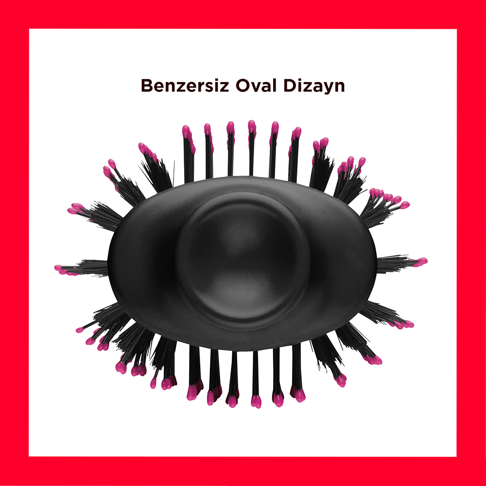 Siyah oval kafalı ve pembe uçlu kıllara sahip saç fırçası. Beyaz arka plan üzerinde.