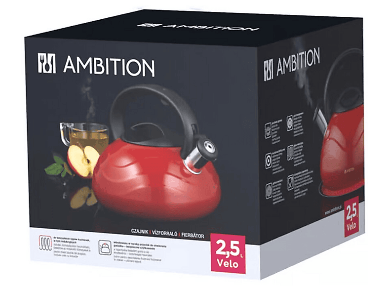 Czajnik AMBITION 50876 VELO czerwony 2,5l – zdjęcie 2