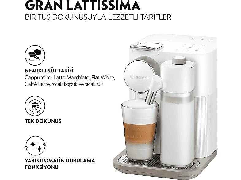 NESPRESSO F541 Gran Latissima Beyaz Süt Çözümlü Kahve Makinesi_1