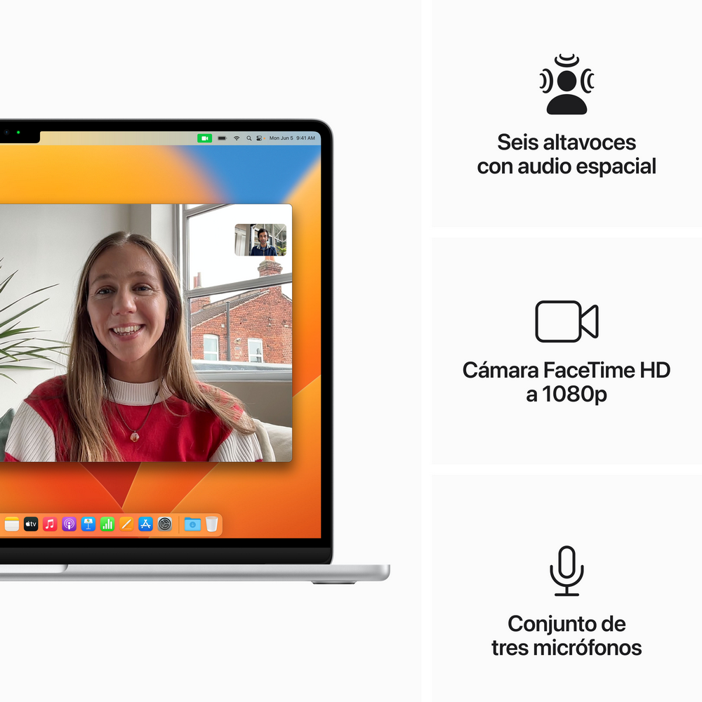 Una pantalla de portátil que muestra una videollamada y etiquetas de texto.