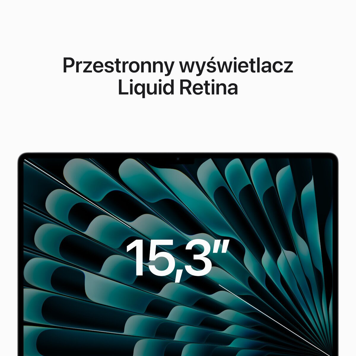 Zbliżenie na ekran laptopa z tekstem 15,3".