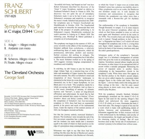 Seite aus einem Buch. Text über Franz Schubert und seine Symphonie Nr. 9 in C-Dur, D.944 Great.