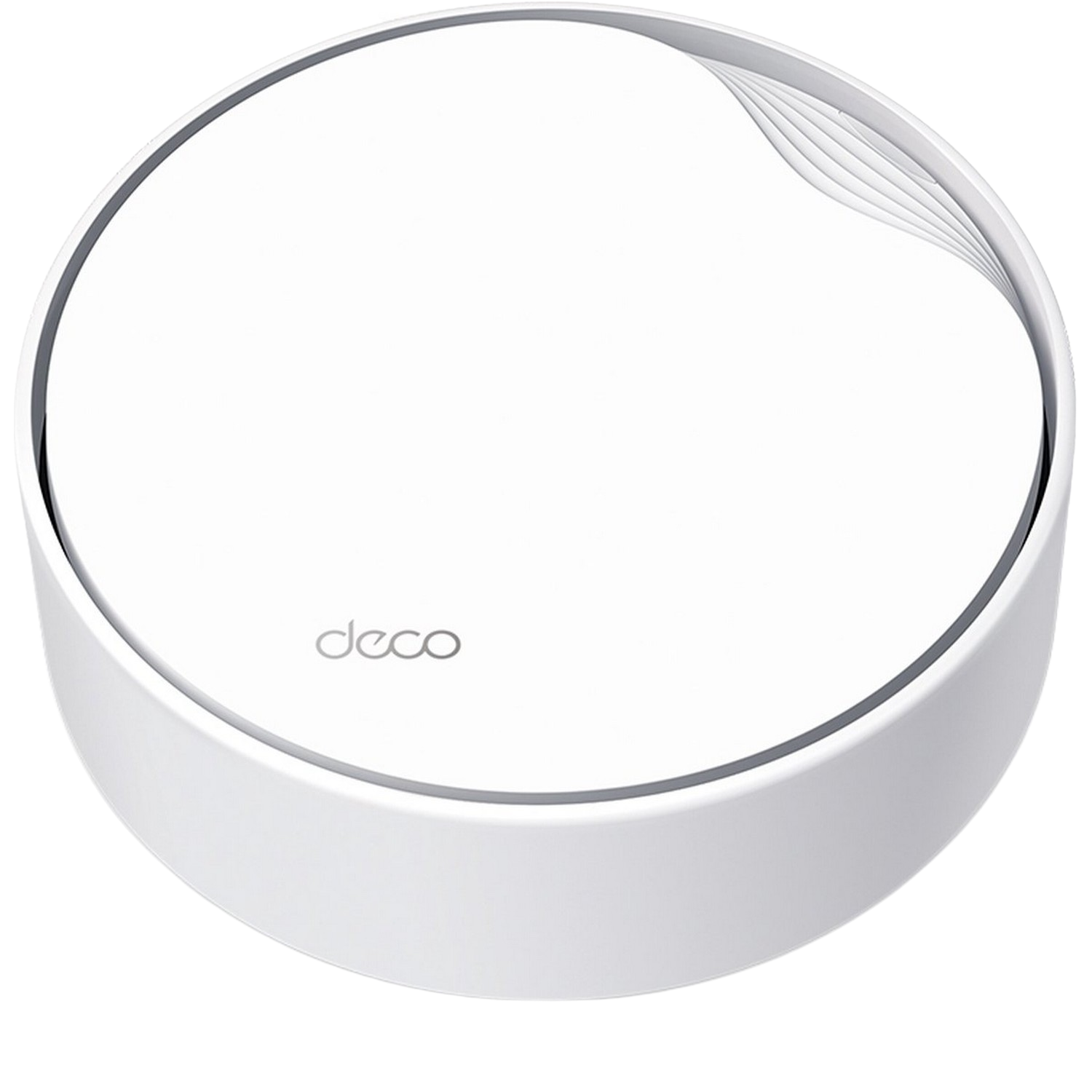 Système Wi-Fi maillé Deco blanc. Comprend un design circulaire avec la marque 'deco'.