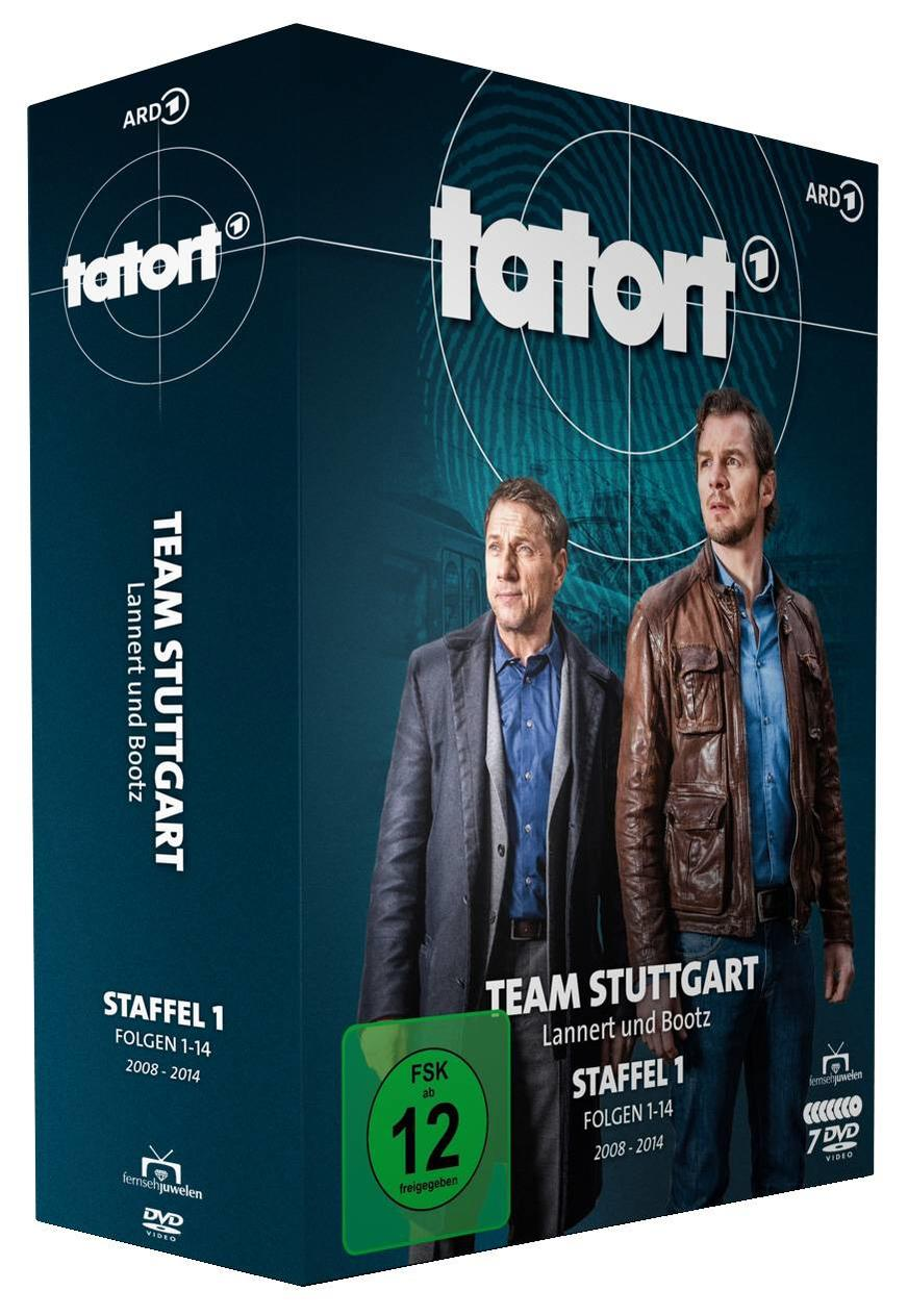 DVD-Box-Set von Tatort mit zwei Männern auf dem Cover. Die Box ist blau und hat das ARD-Logo.