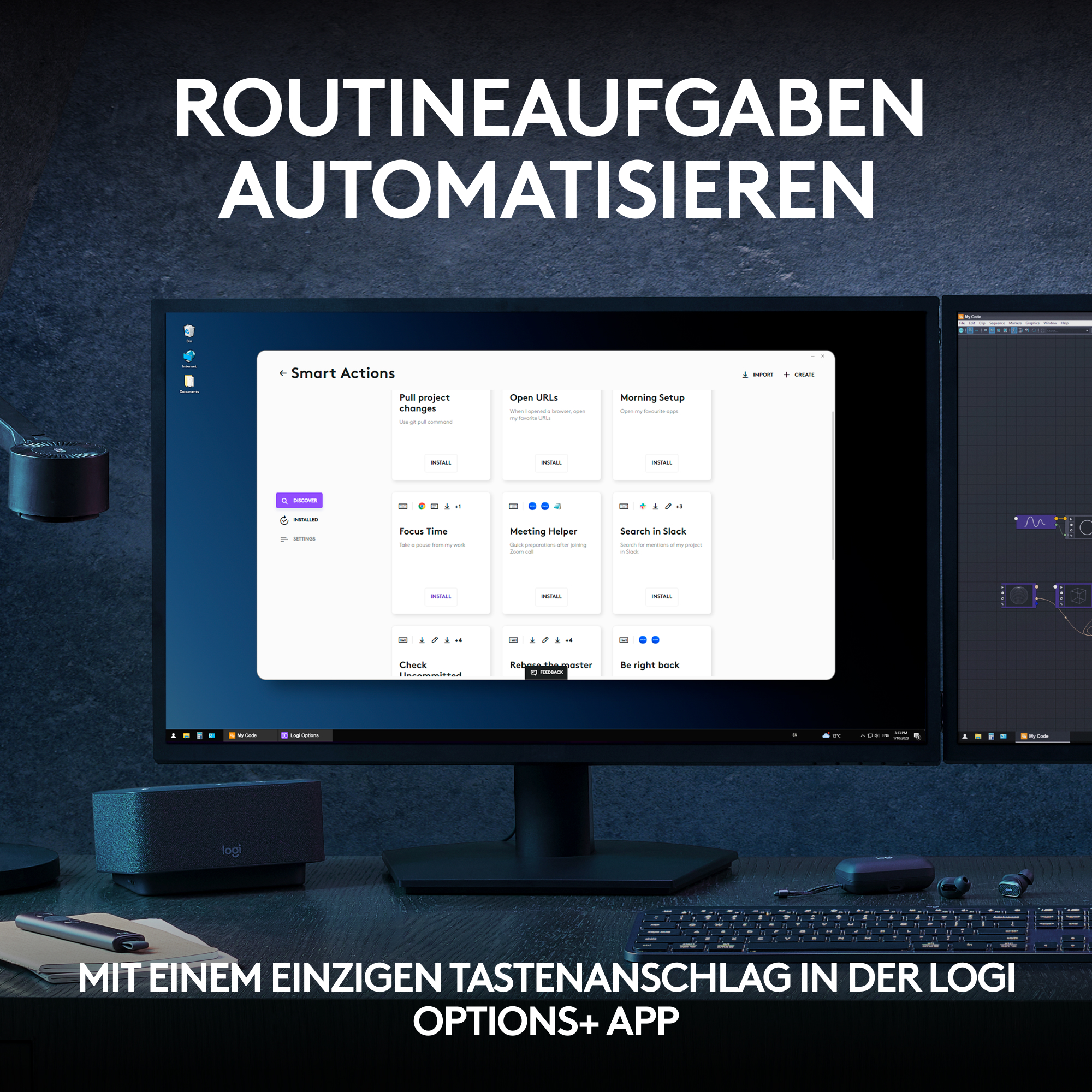 Ein Computerbildschirm mit schwarzem Rahmen, der eine Softwareoberfläche mit bunten Symbolen und Text zeigt.
