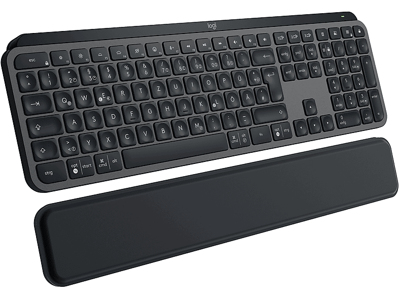LOGITECH MX Keys S Kabellose Tastatur + Handauflage Palm Rest, DEU (Qwertz), Grafit