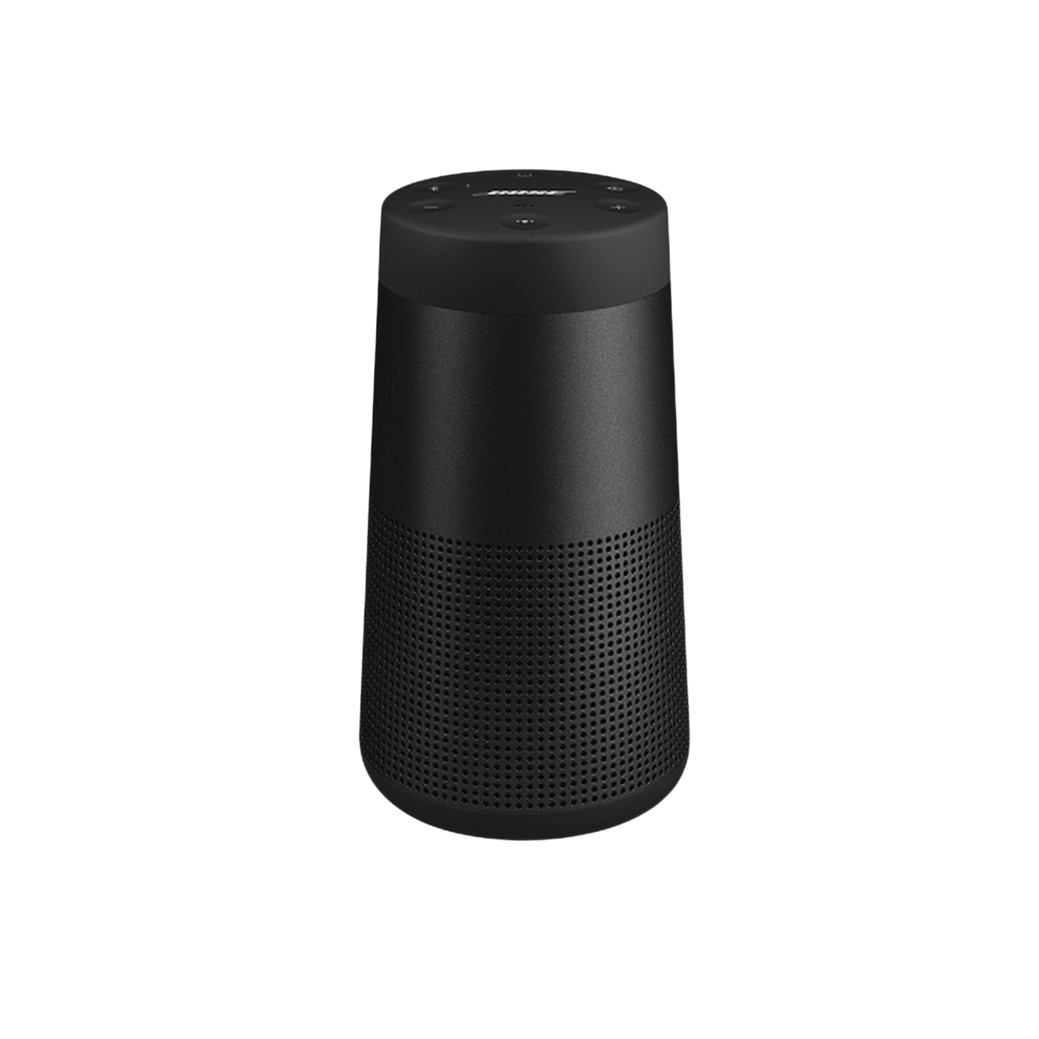 Un haut-parleur portable Bose noir, de forme cylindrique.
