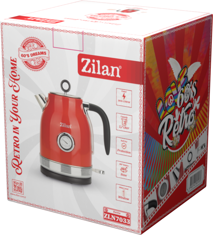 ZILAN ZLN7033 Retro vízforraló, 2200W, piros