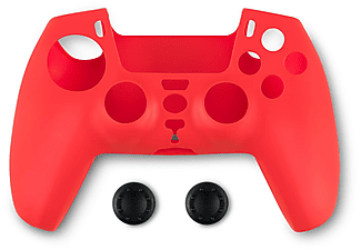 SPARTAN GEAR szilikon tok + hüvelykujj csúszásgátló PlayStation 5 kontrollerhez, piros
