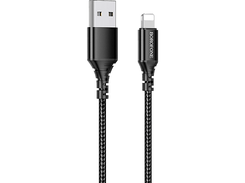 BOROFONE X54 USB - Lightning töltőkábel, szövetborítás, 1 méter, fekete (BX54LIGHTNING B)