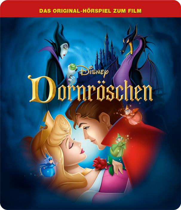 Dornröschen DVD-Cover, Cartoon, Disney-Artwork mit Charakteren.