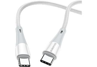 BOROFONE USB Type-C - Type-C töltőkábel, szövetborítás, max 60W, 3A, 1 méter, fehér (BX60W)