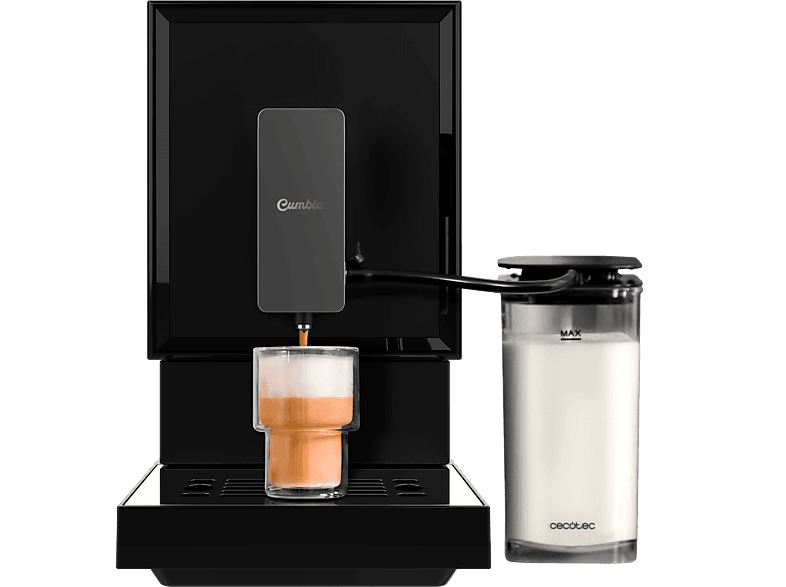 Cecotec Cremmaet Latte, 19 bar, 1470 W, Thermoblock, Plug&Play, 5 niveles, Autolimpieza, Tanque de leche, Negro