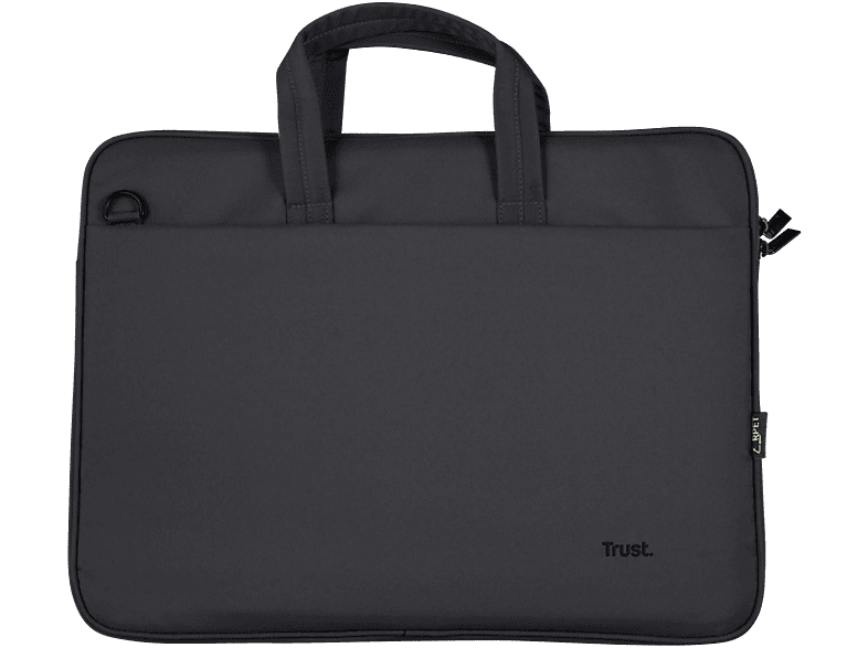 Maletín para portátil - Trust Bologna, Hasta 16", Universal, Poliester reciclado, Negro