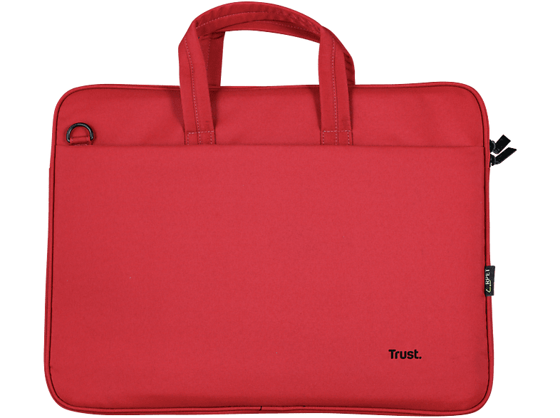 Maletín para portátil - Trust Bologna, Hasta 16", Universal, Poliester reciclado, Rojo