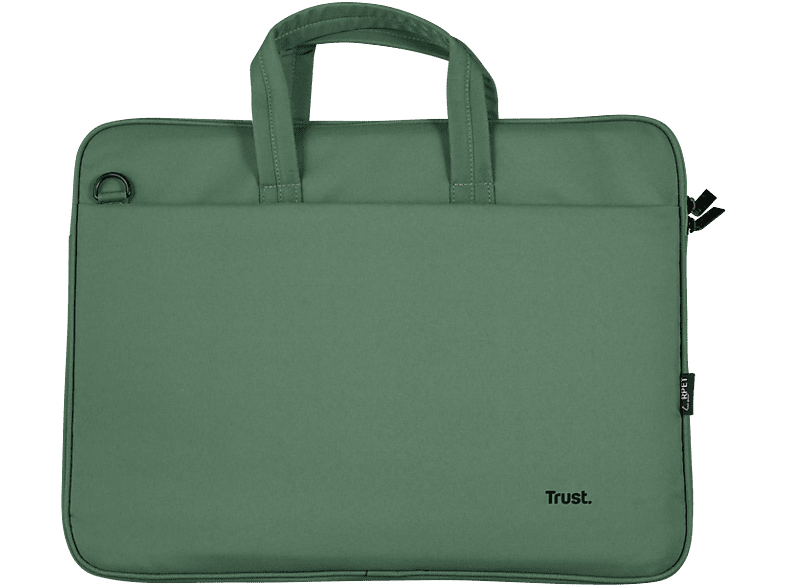 Maletín para portátil - Trust Bologna, Hasta 16", Universal, Poliester reciclado, Verde