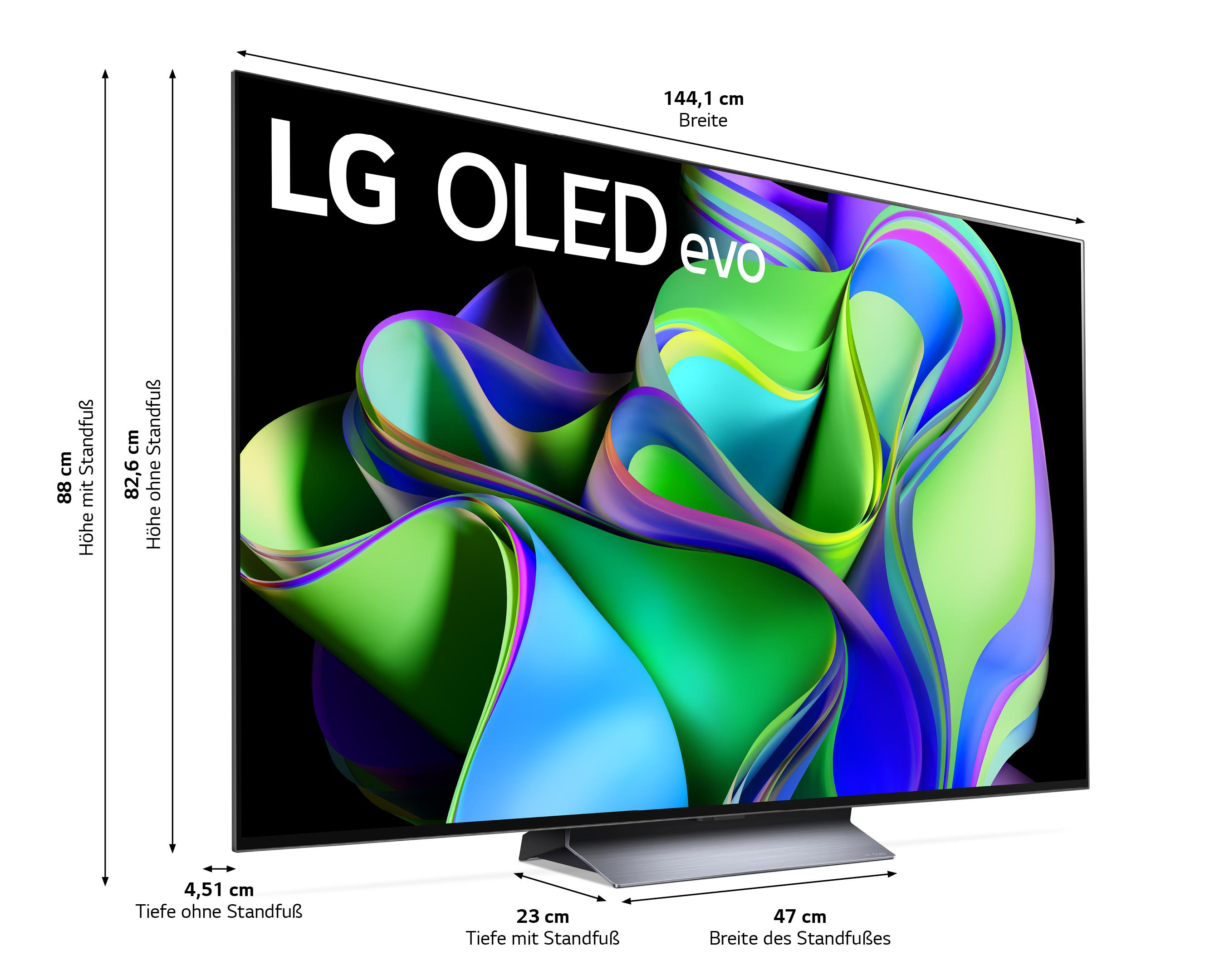 23 SMART / OLED OLED65C37LA LG 65 4K, Zoll (Flat, LG evo cm, 165 TV, webOS TV ThinQ) UHD mit