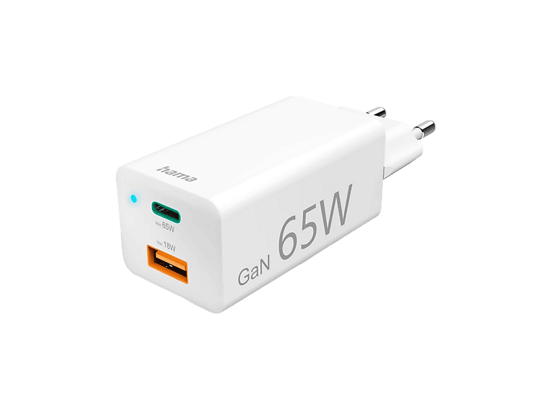 Hama Chargeur rapide GaN 65W avec ports USB-C et USB-A