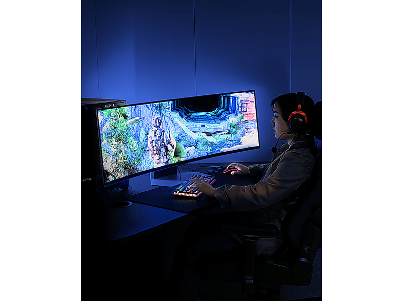 SAMSUNG Odyssey G9 S49CG954SU 49 Zoll Curved Gaming Monitor, DQHD, 0,03 ms Reaktionszeit, 250 cd/m², 240 Hz, Silber — Foto 5 von 5