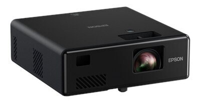 Czarny projektor z obiektywem i nazwą marki 'EPSON' na przodzie.