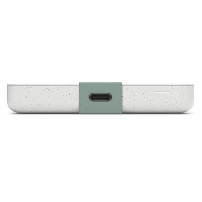 Un dispositivo blanco y verde con un puerto USB.