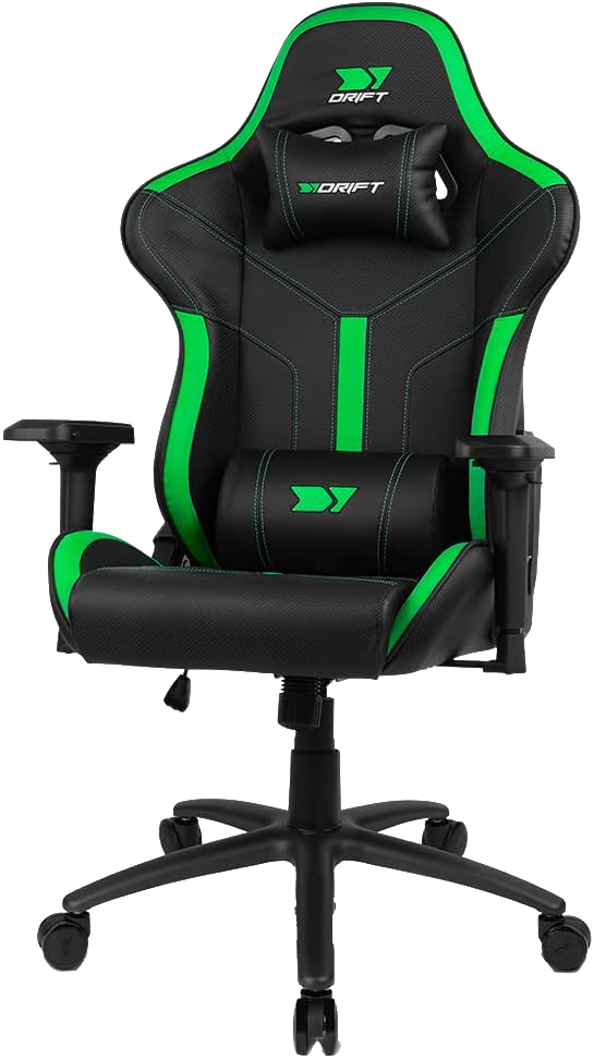 Silla gaming Drift DR350, Polipiel, Reposabrazos 4D, Ruedas silenciosas,  Inclinación, Verde