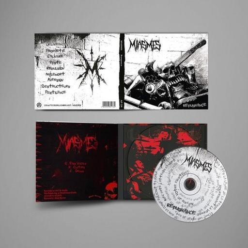 Album borító fekete-piros dizájnnal, koponyával és fegyverrel.