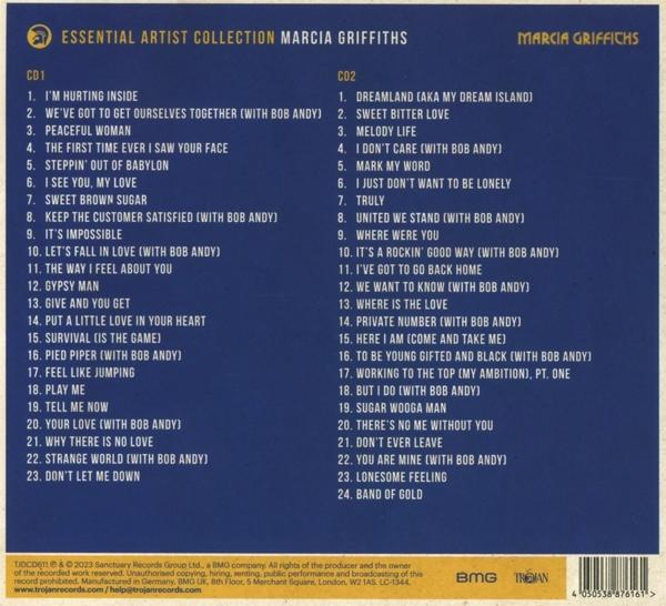 Marcia Griffiths Albumcover mit Titellisten auf CD1 und CD2.