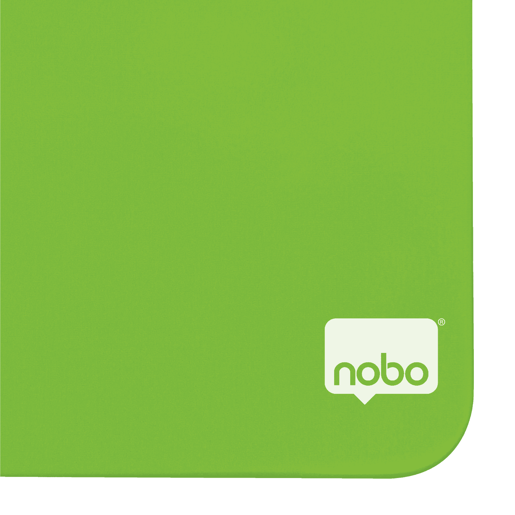 Zöld felület, fehér 'nobo' logóval.