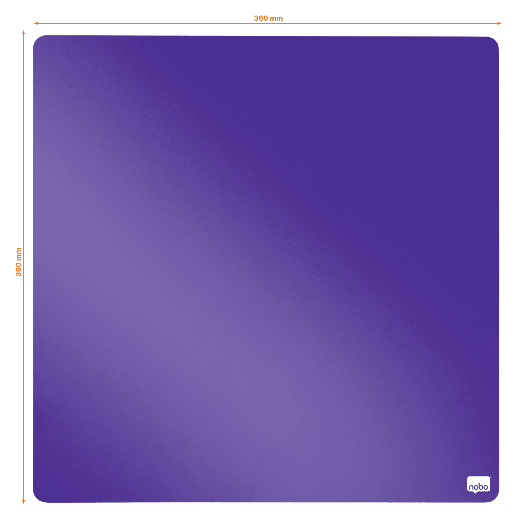 Négyzet alakú lila szőnyeg. A méretek 360 mm x 360 mm. Nobo logó látható.