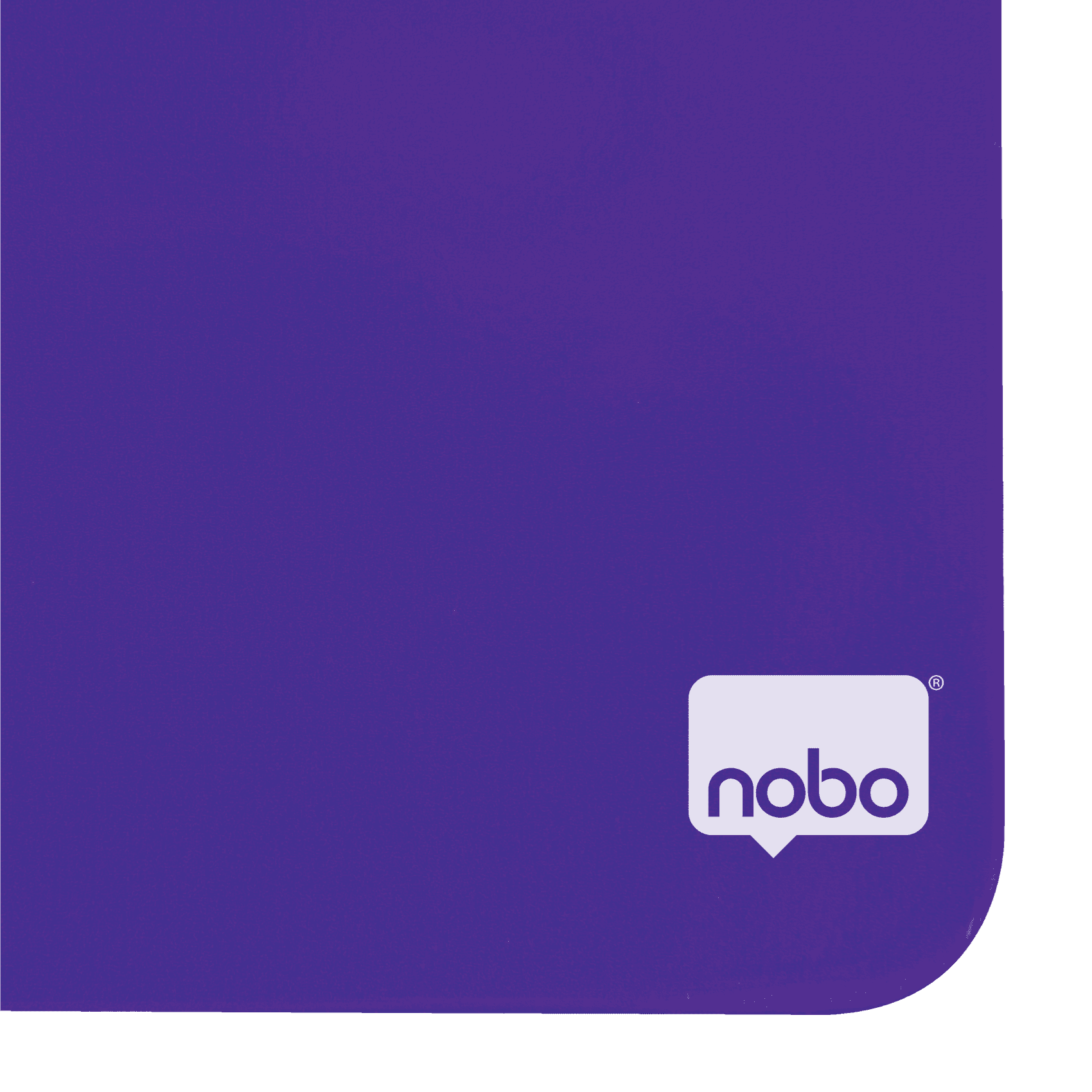 Egy lila négyzet lekerekített sarkokkal. Egy fehér "nobo" logó a jobb alsó sarokban.