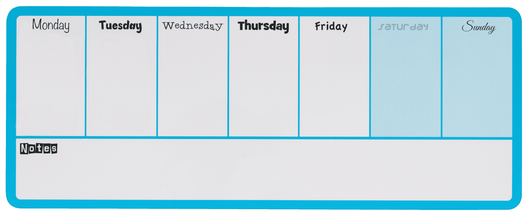 NOBO Mini mágneses heti tervezőtábla, 140x360mm, kék (1904047)