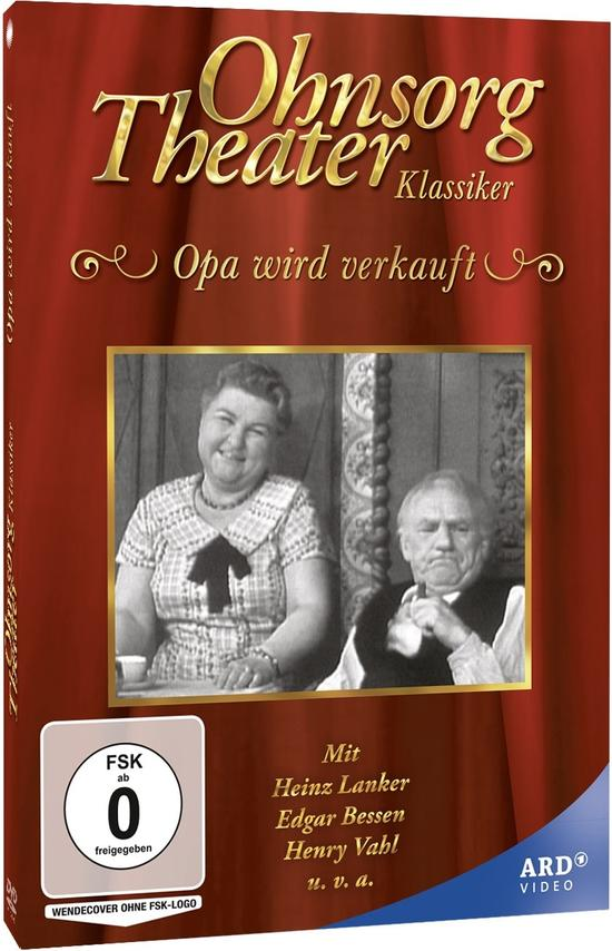 DVD-Hülle: 'Ohnsorg Theater Klassiker'. Zwei ältere Schauspieler in Schwarzweiß. Deutscher Text mit 'Opa wird verkauft'.