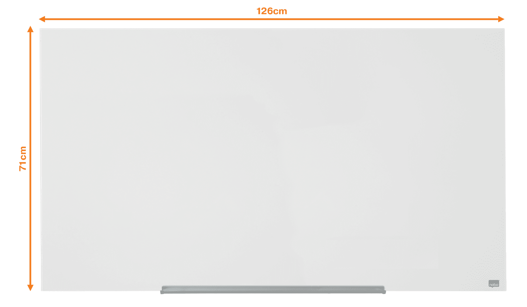 Egy nagy fehér tábla méretekkel. Méretek: 126 cm x 71 cm.