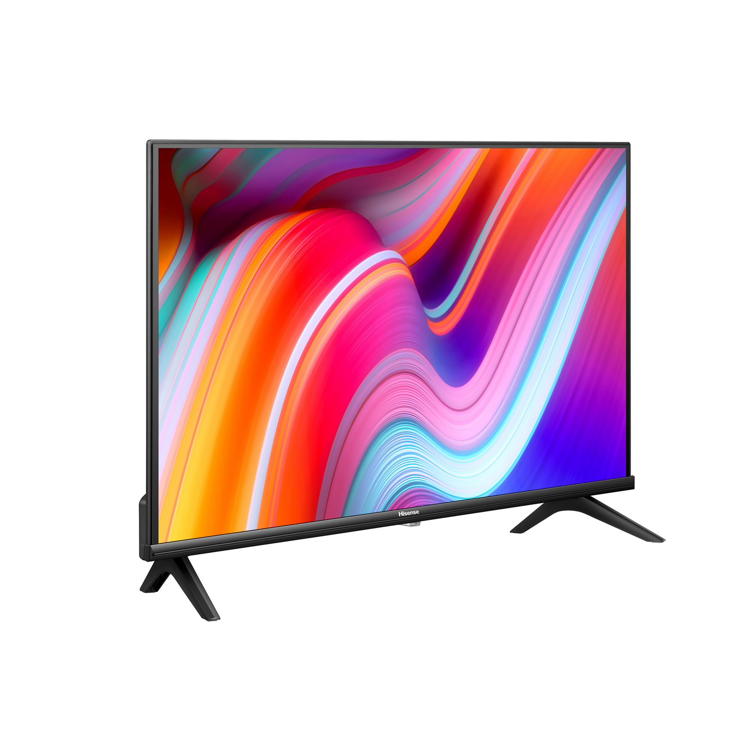Hisense tv met een kleurrijk scherm. De tv heeft een zwart frame.