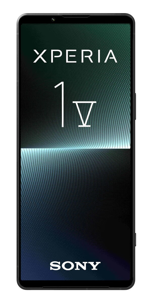 Smartfon Sony Xperia 1 V. Ekran wyświetla nazwę XPERIA i numer 1v.